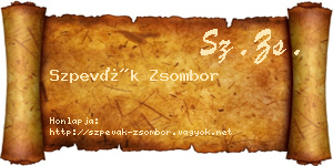 Szpevák Zsombor névjegykártya